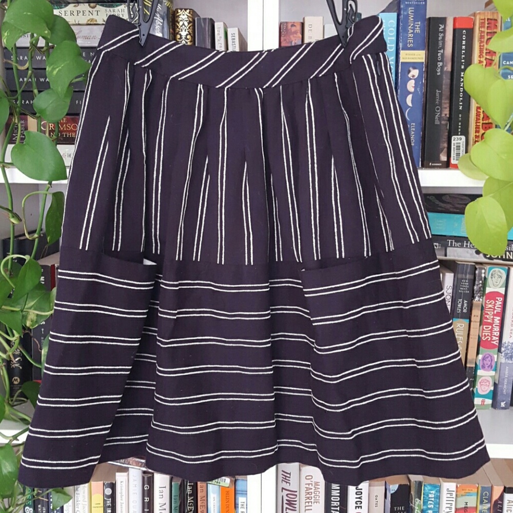 Maeve striped apron skirt